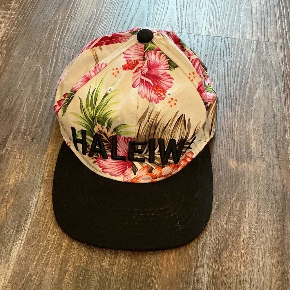 Floral Kids Hat - Black and Multicolor Hawaii